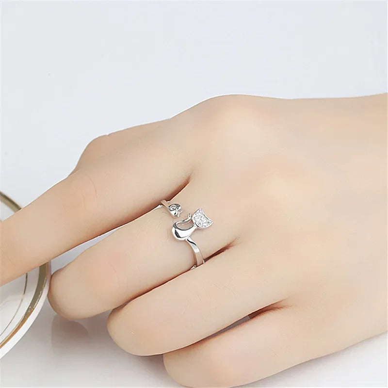 Sød Kat Åben Ring – Cubic Zirconia