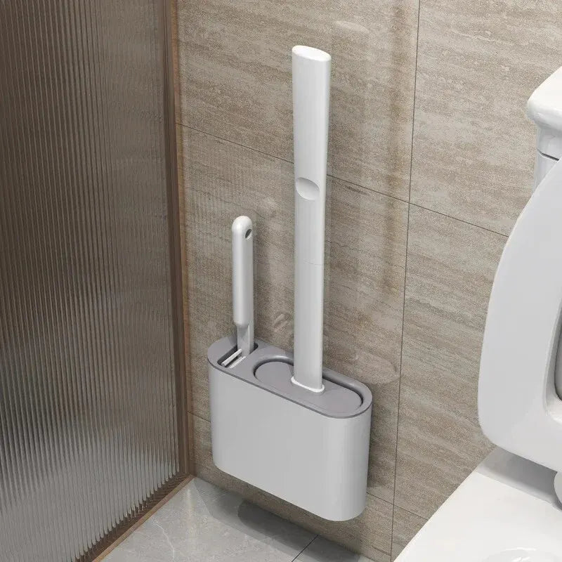 HygieBrush DuoClean toiletbørste | 2-i-1 toiletbørstesæt i silikone med vægbeslag | Antibakteriel og pladsbesparende