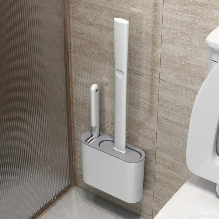 HygieBrush DuoClean toiletbørste | 2-i-1 toiletbørstesæt i silikone med vægbeslag | Antibakteriel og pladsbesparende