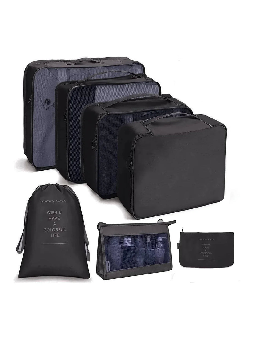 PackWunder rejseorganizer-sæt 7/8/9/10 dele | Sammenfoldelig kufferorganizer | Til tøj, sko og tilbehør