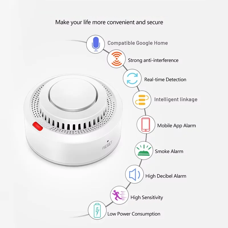 Smart WiFi-røgalarm brandalarm 85dB – SafeSense