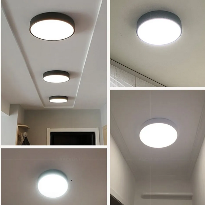 Rund LED-loftlampe med metalramme