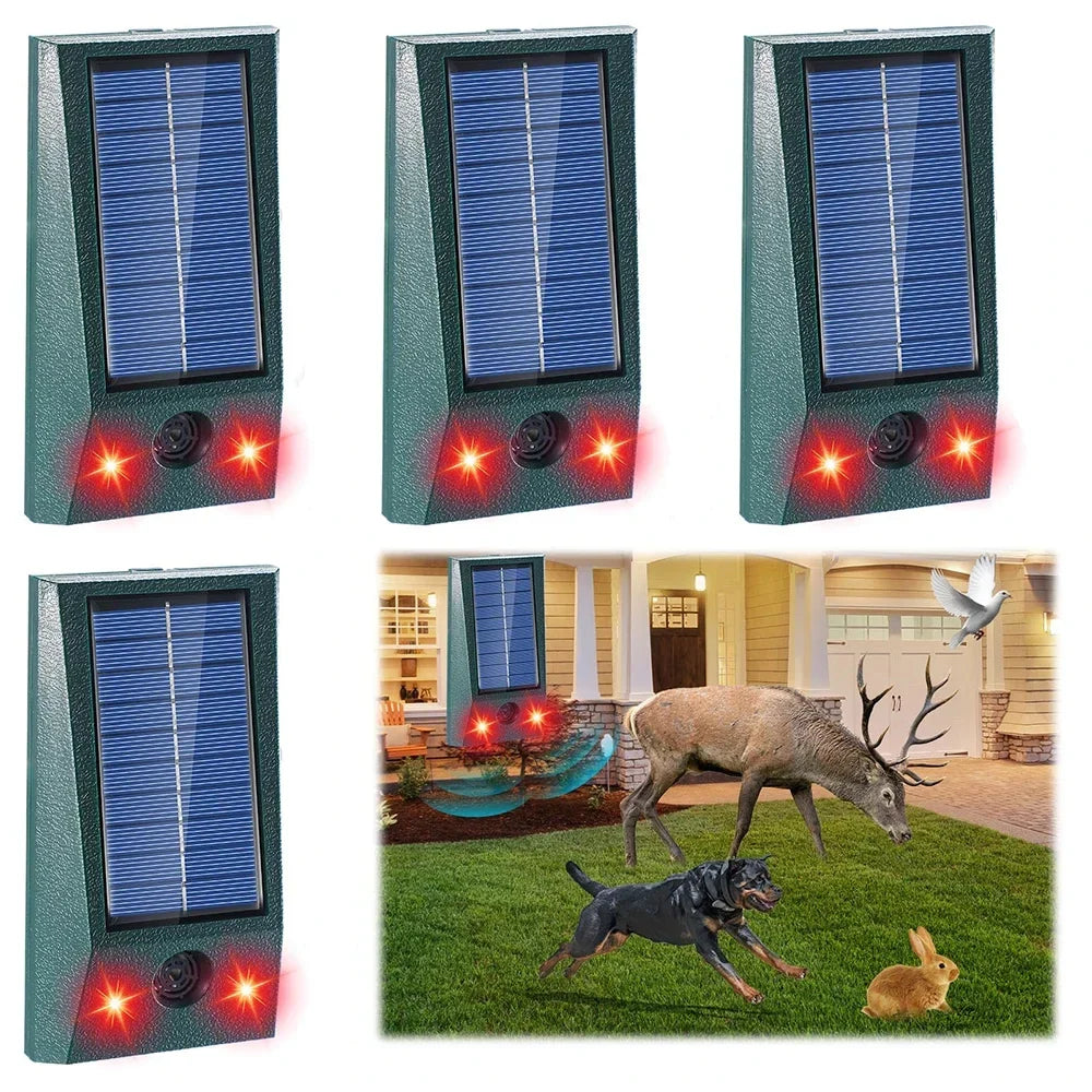 SolarGuardix Ultralyds-fugleskræmmer Solcelledrevet | Med LED og Bevægelsessensor | Vandtæt IP58 | Dækker 600 m²