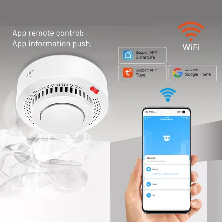 Smart WiFi-røgalarm brandalarm 85dB – SafeSense