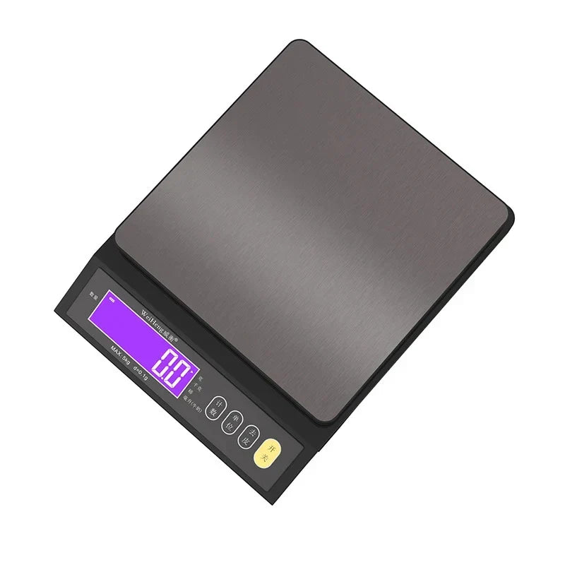Elektronisk digital køkkenvægt 5 kg/0,1 g og 10 kg/1 g, LCD-skærm, redskab i rustfrit stål, fuldt vandtæt til madlavning