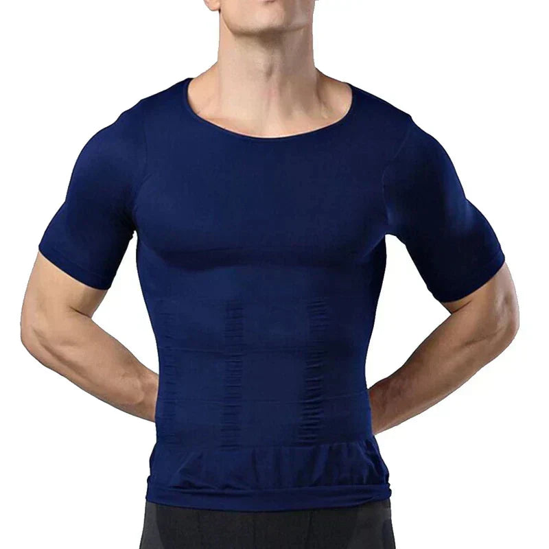 Kompressions-fitness-T-shirt til mænd – åndbar, elastisk, faconformende sporttop