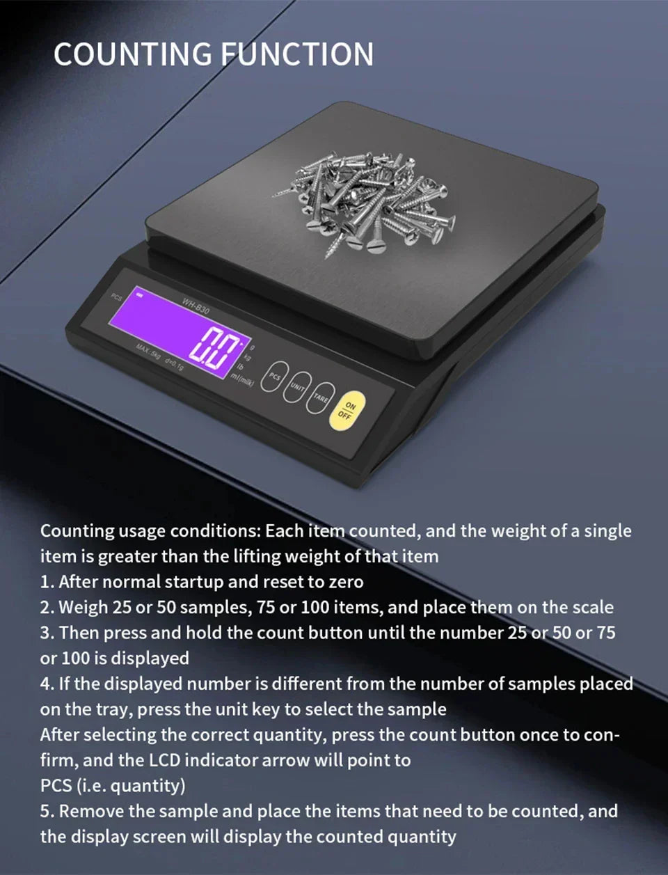 Elektronisk digital køkkenvægt 5 kg/0,1 g og 10 kg/1 g, LCD-skærm, redskab i rustfrit stål, fuldt vandtæt til madlavning