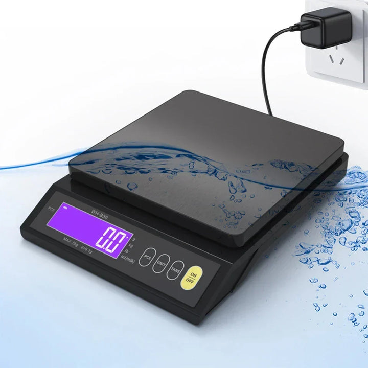 Elektronisk digital køkkenvægt 5 kg/0,1 g og 10 kg/1 g, LCD-skærm, redskab i rustfrit stål, fuldt vandtæt til madlavning