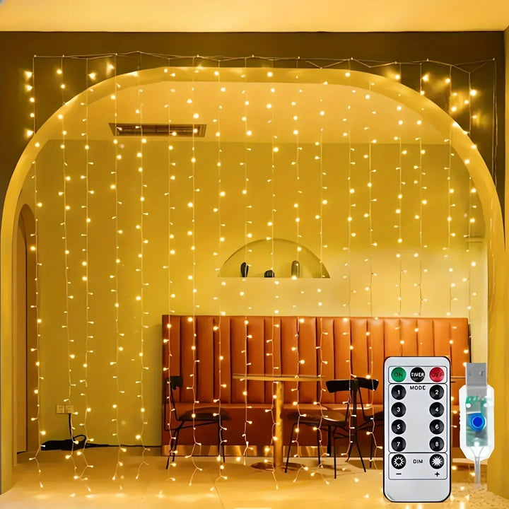 USB-LED-lysgardin med fjernbetjening