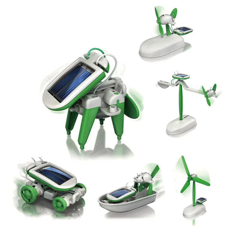 6-i-1 solcelle-robotkit – byg og lær med sejlbåd, vindmølle, bil og mere