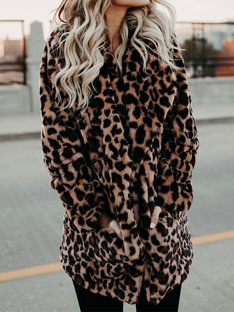 Vinterjakke med leopardprint til kvinder - Sofia