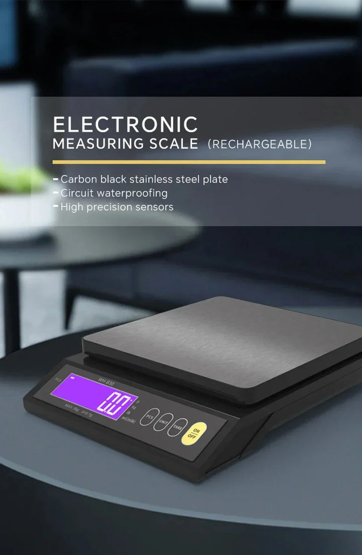 Elektronisk digital køkkenvægt 5 kg/0,1 g og 10 kg/1 g, LCD-skærm, redskab i rustfrit stål, fuldt vandtæt til madlavning