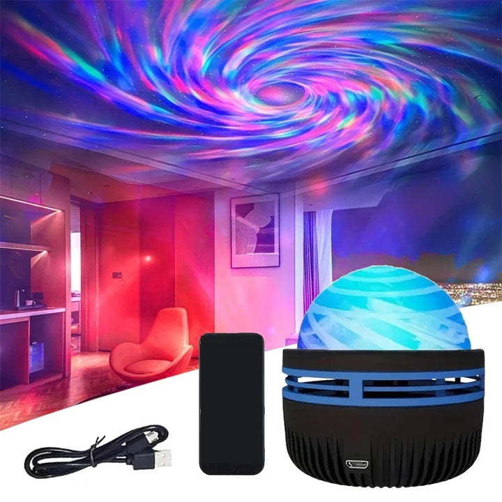 Polariva nordlysprojektor | Musiksynkronisering & fjernbetjening | RGB-stemningslys | USB-opladning | 7,8×7,8×8,7 cm