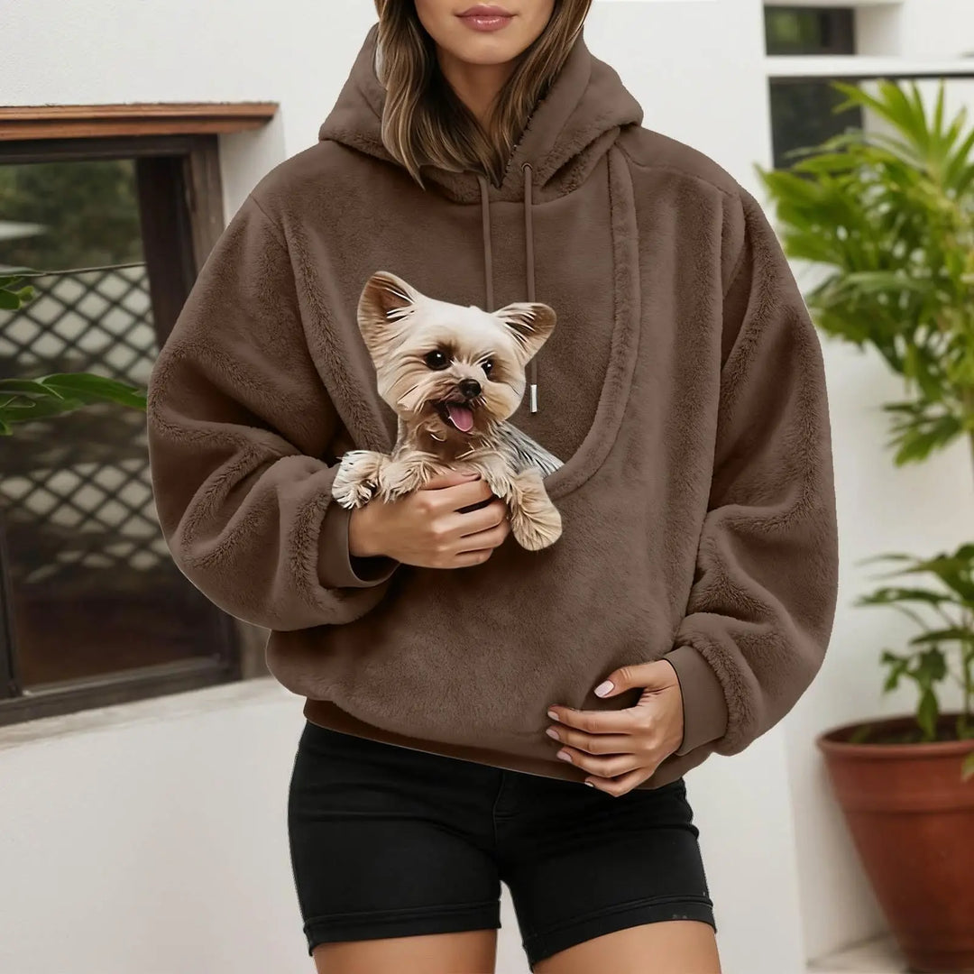 Kænguru-hoodie med indbygget pose til katte og hunde