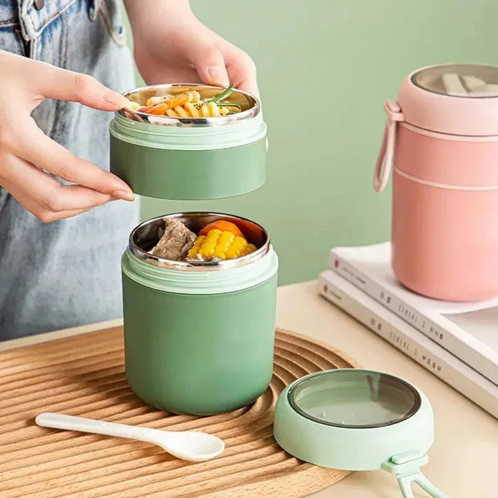 ThermoMeal termobeholder i rustfrit stål | 530 ml / 710 ml | Isoleret krus til suppe og frokost | Vandtæt og holdbar