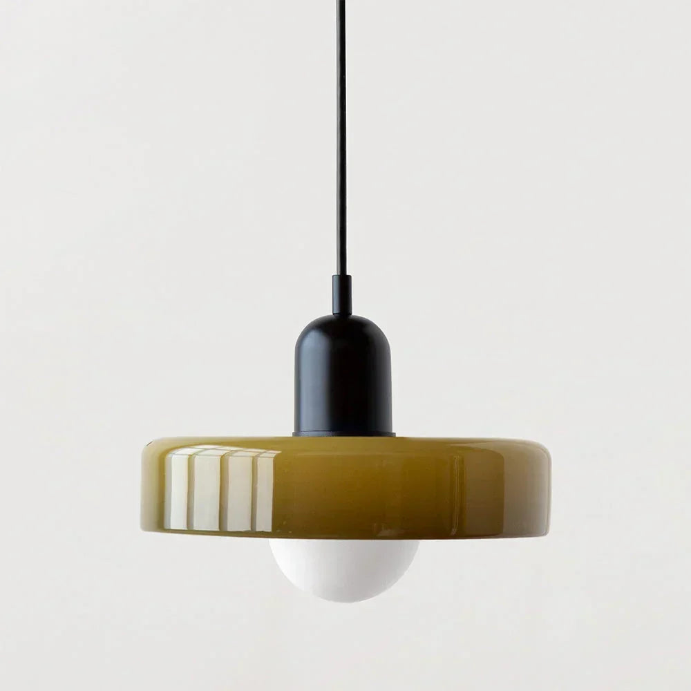 Bauhaus-pendel i farvet glas