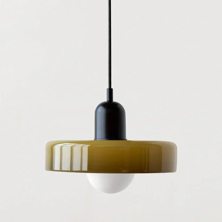 Bauhaus-pendel i farvet glas