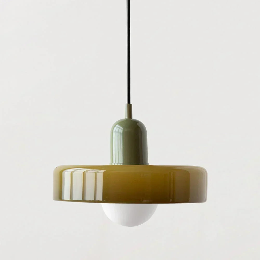 Bauhaus-hængelampe i blyindfattet glas
