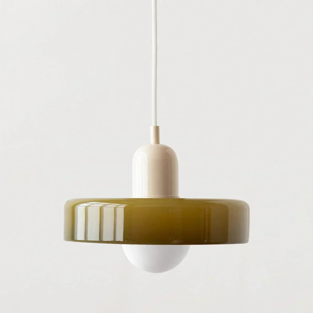 Bauhaus-pendel i farvet glas