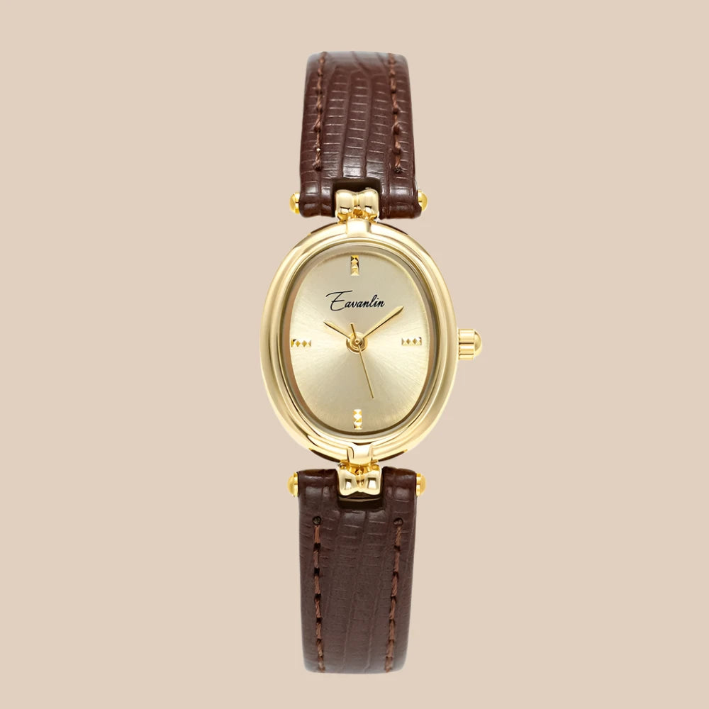 Sienna - Elegant kvartsur med guldfarvet rem