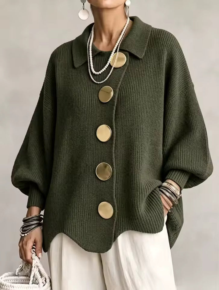Elegant oversized cardigan med iøjnefaldende knapper