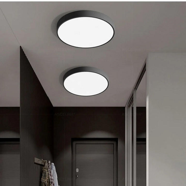 Rund LED-loftlampe med metalramme