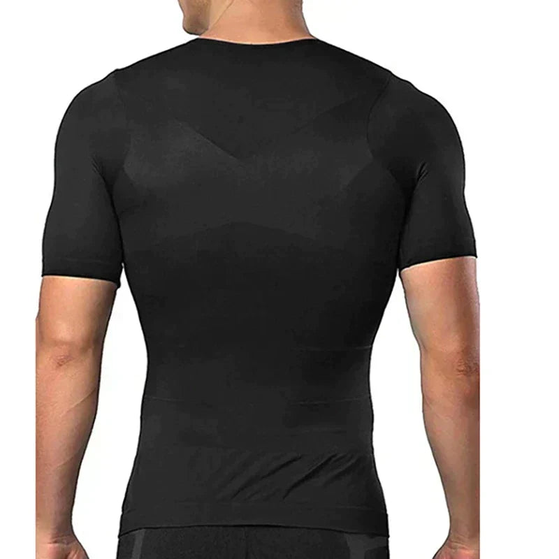Kompressions-fitness-T-shirt til mænd – åndbar, elastisk, faconformende sporttop