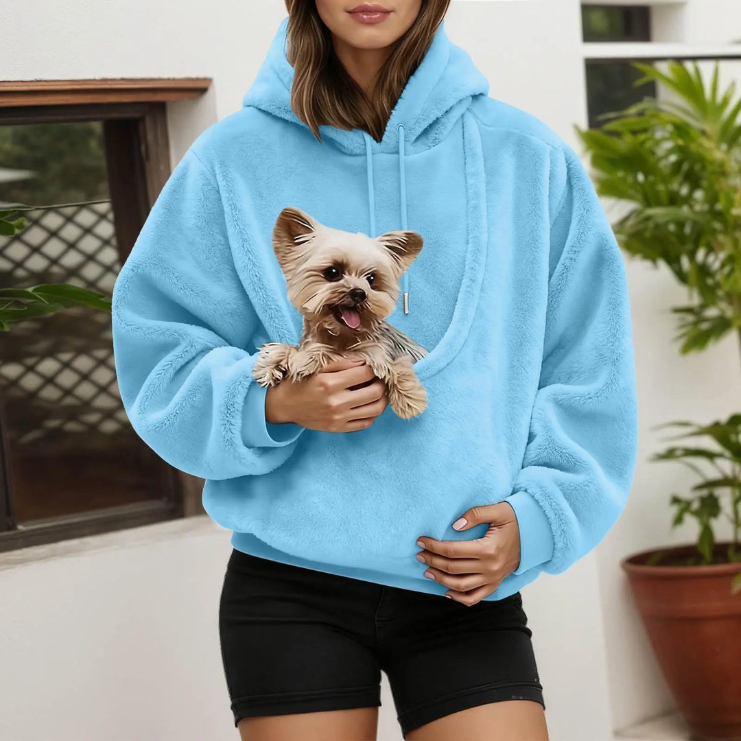 Kænguru-hoodie med indbygget pose til katte og hunde