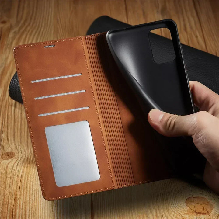 Smartphone-etui: magnetisk læderetui til elegant beskyttelse