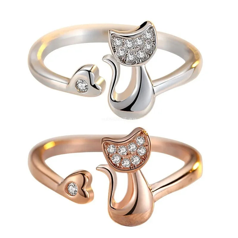 Sød Kat Åben Ring – Cubic Zirconia