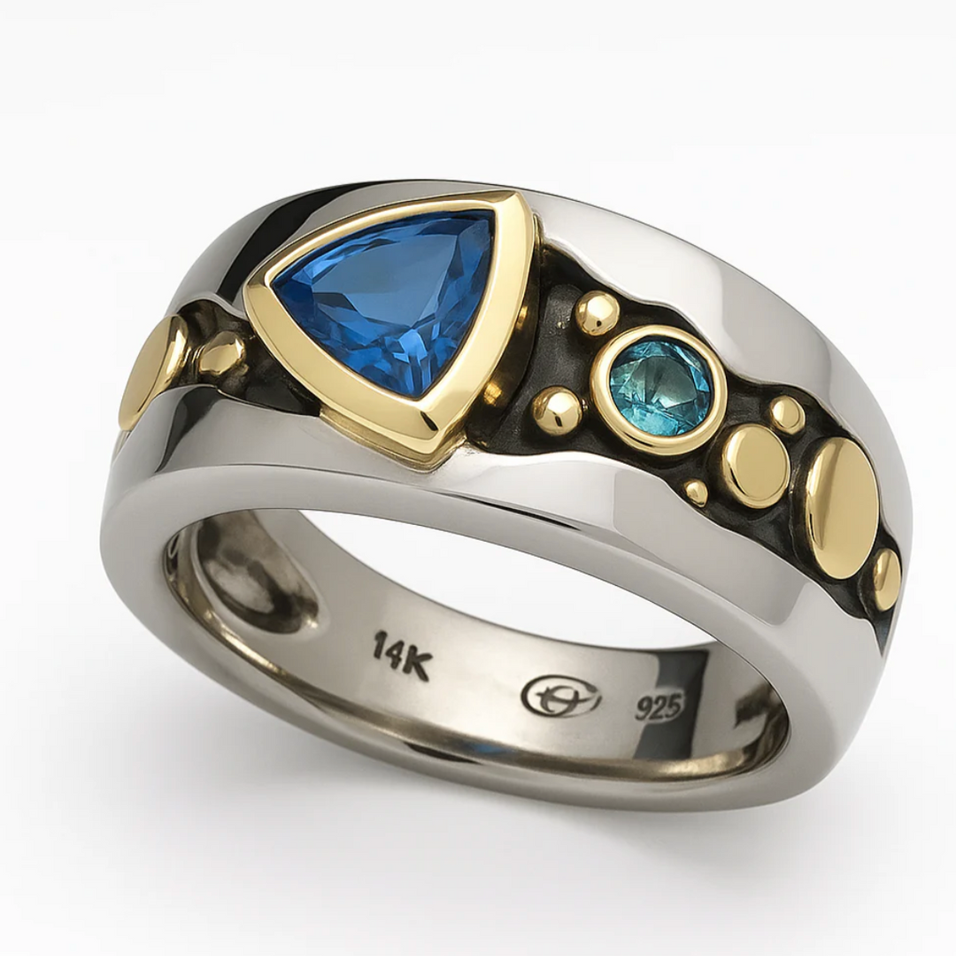 Elegant ring med blå zirkonia
