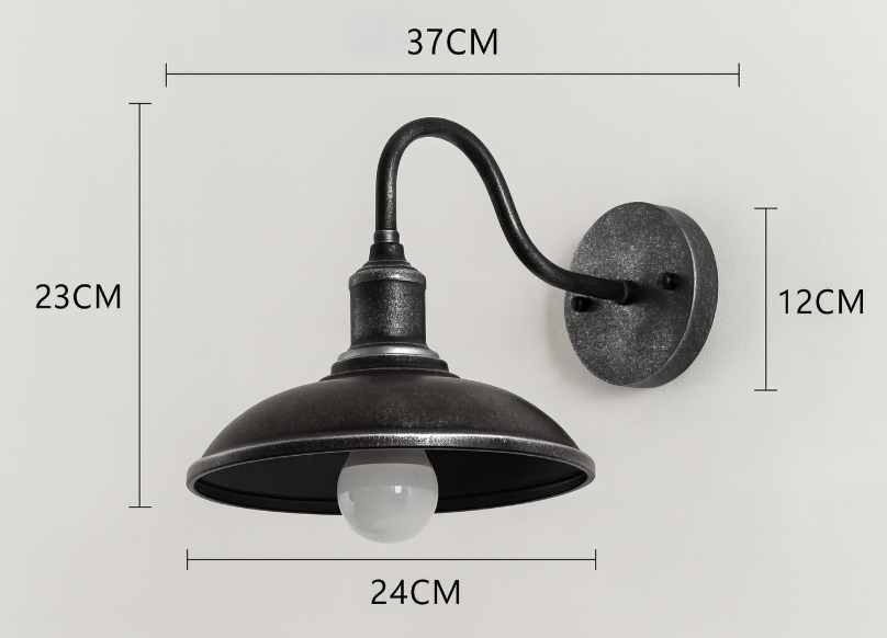 Udendørs væglampe i jern vintage industriel LED 1 lyskilde