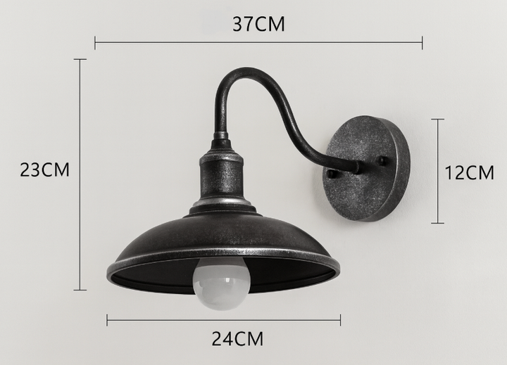 Udendørs væglampe i jern vintage industriel LED 1 lyskilde
