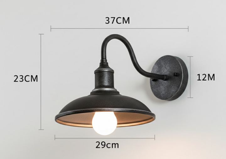 Udendørs væglampe i jern vintage industriel LED 1 lyskilde