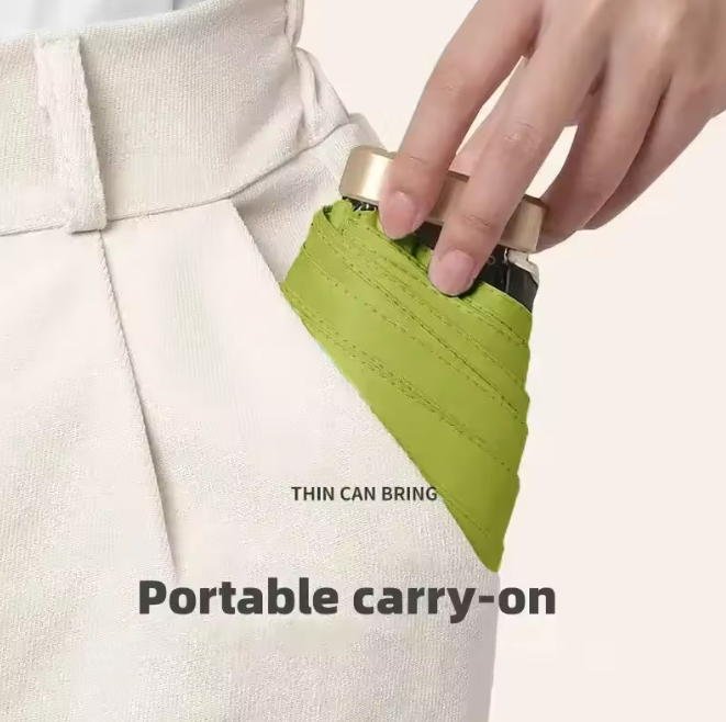 Kompakt mini-lommeparaply med UV-beskyttelse