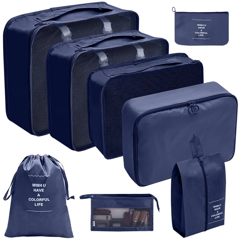 PackWunder rejseorganizer-sæt 7/8/9/10 dele | Sammenfoldelig kufferorganizer | Til tøj, sko og tilbehør