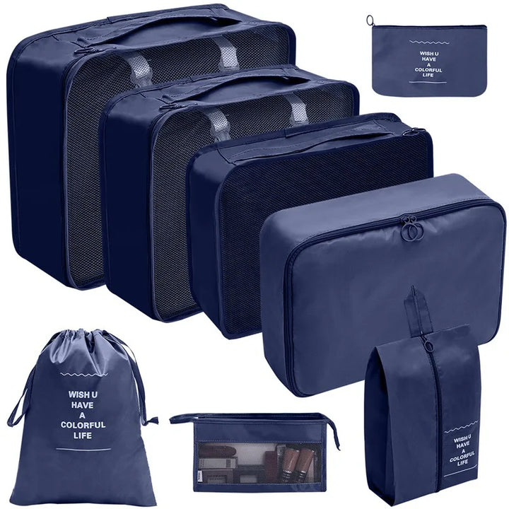 PackWunder rejseorganizer-sæt 7/8/9/10 dele | Sammenfoldelig kufferorganizer | Til tøj, sko og tilbehør