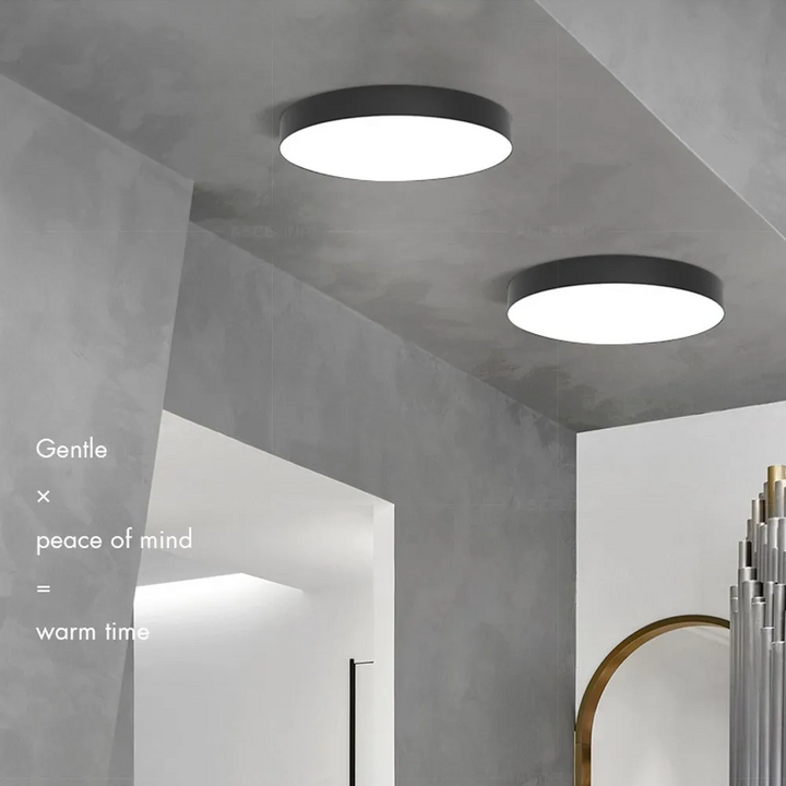 Rund LED-loftlampe med metalramme