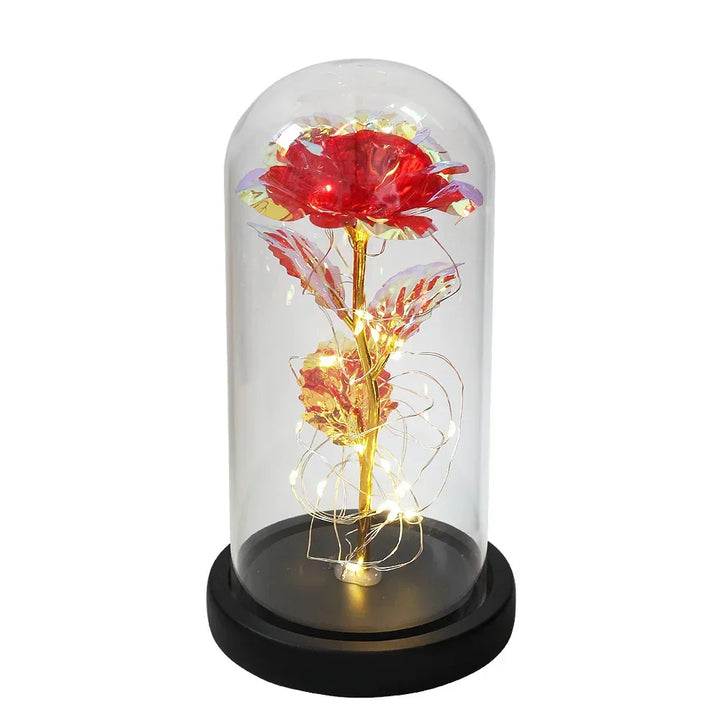 CrystalAura LED Rosekuppel | Elegant Oplyst Rose til Bryllups- og Eventdekoration
