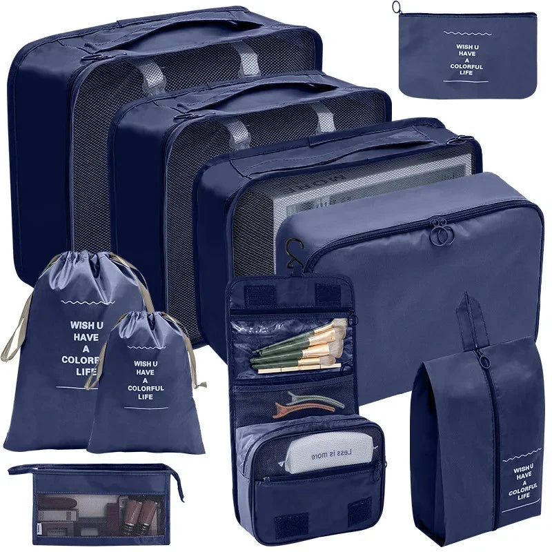 PackWunder rejseorganizer-sæt 7/8/9/10 dele | Sammenfoldelig kufferorganizer | Til tøj, sko og tilbehør