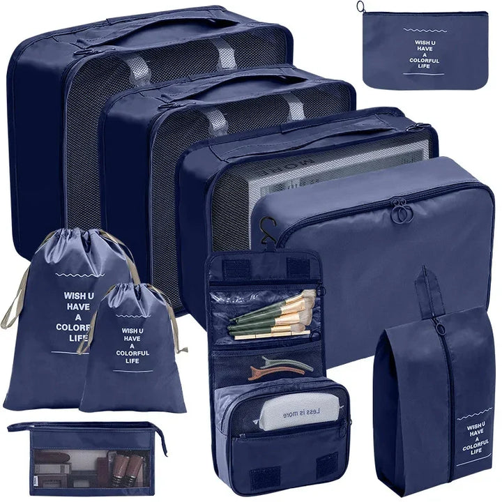PackWunder rejseorganizer-sæt 7/8/9/10 dele | Sammenfoldelig kufferorganizer | Til tøj, sko og tilbehør