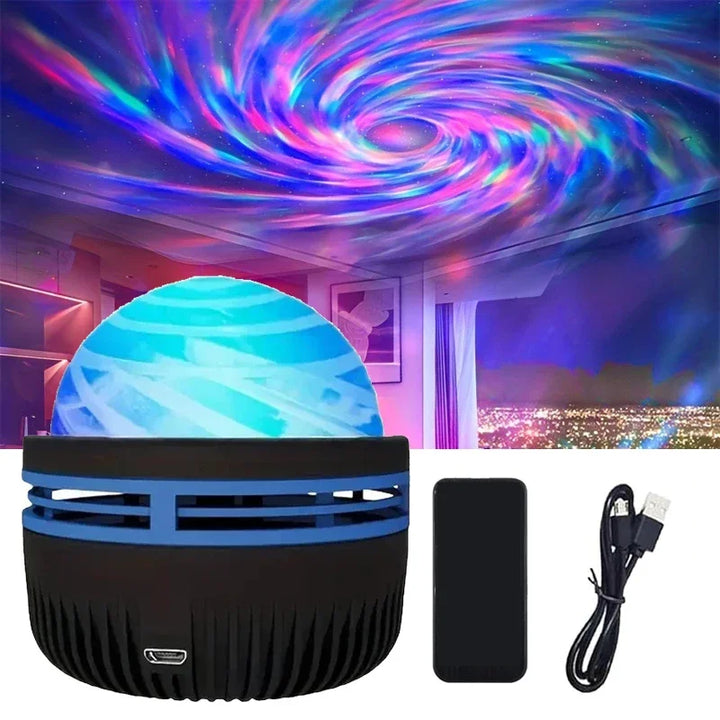 Polariva nordlysprojektor | Musiksynkronisering & fjernbetjening | RGB-stemningslys | USB-opladning | 7,8×7,8×8,7 cm