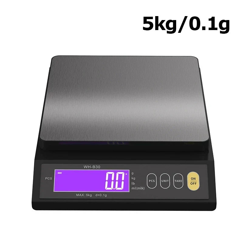 Elektronisk digital køkkenvægt 5 kg/0,1 g og 10 kg/1 g, LCD-skærm, redskab i rustfrit stål, fuldt vandtæt til madlavning
