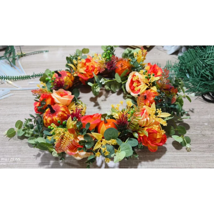 Autumna Charm efterårskrans | Græskar og rattan | 40 cm | Håndlavet dekoration til efterår og thanksgiving