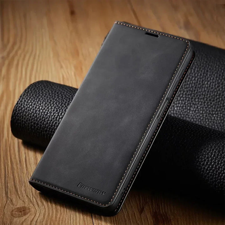 Smartphone-etui: magnetisk læderetui til elegant beskyttelse