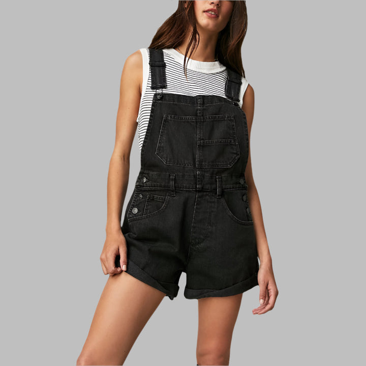 Ærmeløs denimjump jumpsuit afslappet chic
