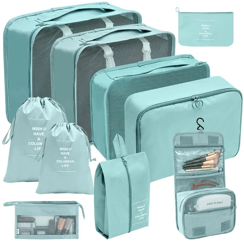 PackWunder rejseorganizer-sæt 7/8/9/10 dele | Sammenfoldelig kufferorganizer | Til tøj, sko og tilbehør