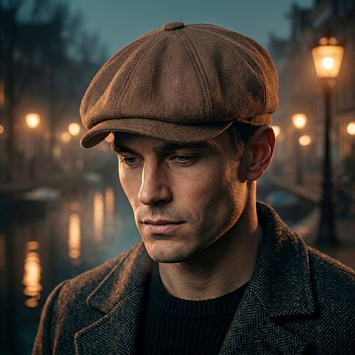 Vintage-flaskehue – klassisk newsboy-kasket i retrostil