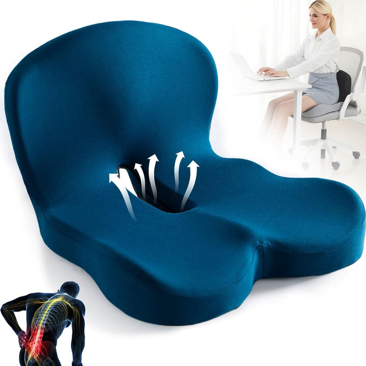 Sædepude | Ergonomisk pude i memoryskum | Vægtbærende &amp; skridsikker | ErgoComfort