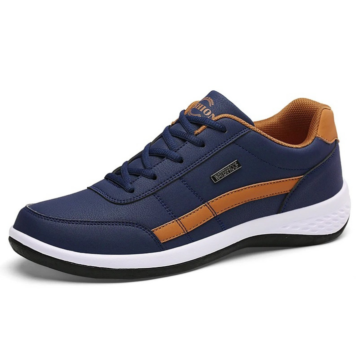Elegante læder-sneakers til mænd med snøring foran og sidepanel